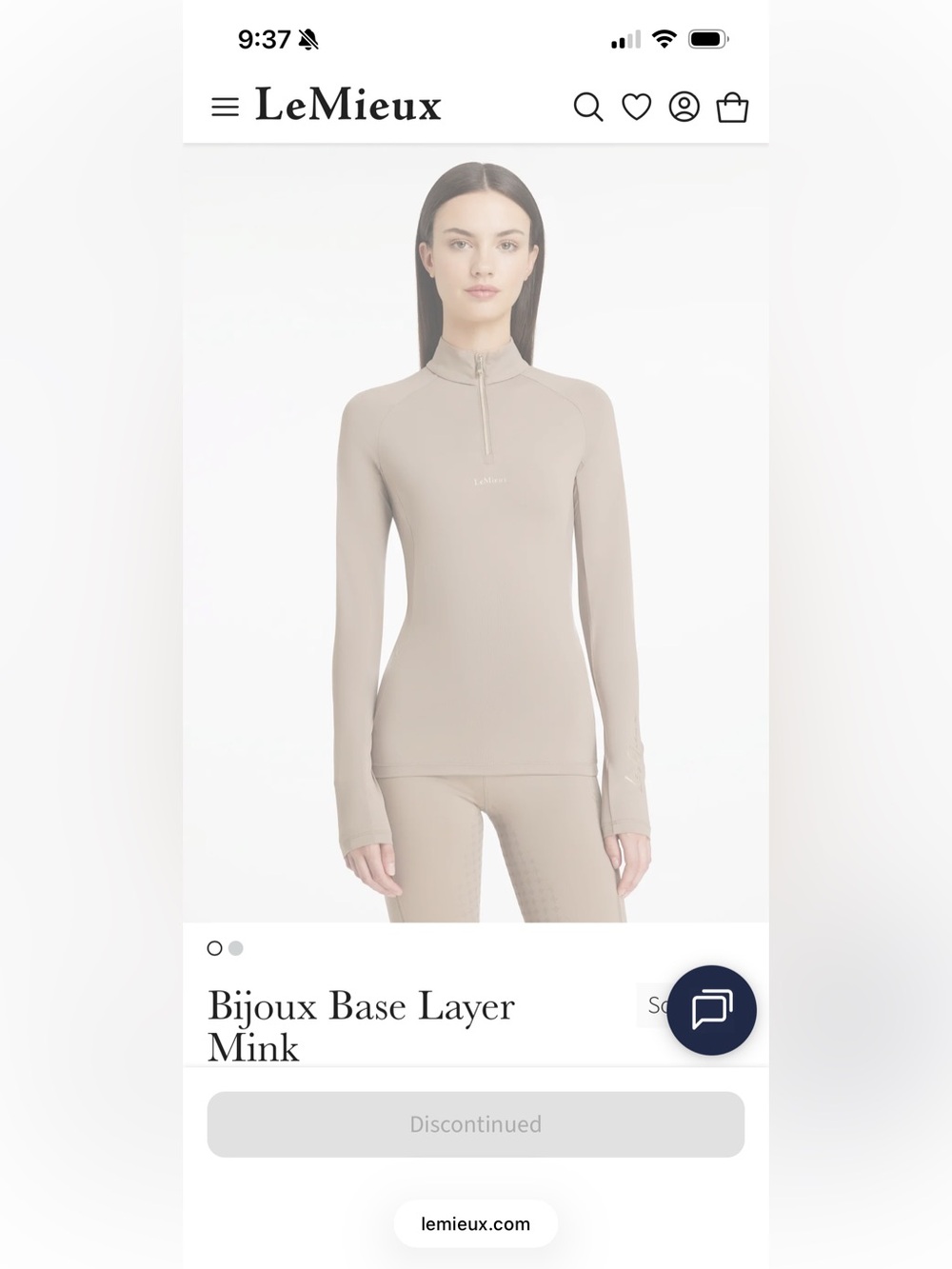 LeMieux Women's 4 Long Sleeve Base layer in discontinued Bijoux Mink